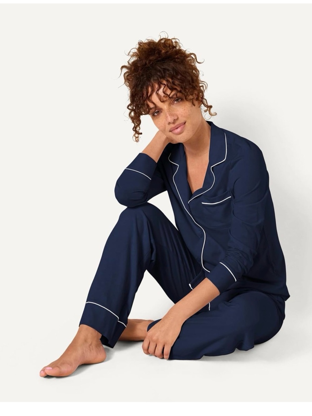 NEW Women's Navy Long Sleeve Pajama Set Sz Small